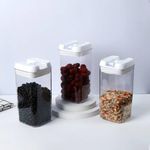 Kit 3 Potes Herméticos Multiuso 1200ml Para Cereais Feijão Macarrão Milho Arroz + 6 Colheres Dosadora