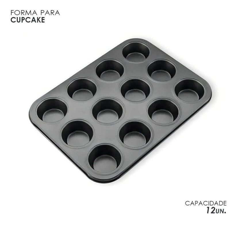Kit 2 Formas Assadeira Para Cupcakes Antiaderente Teflon Mini Bolo Pudim Tortinhas Não Gruda