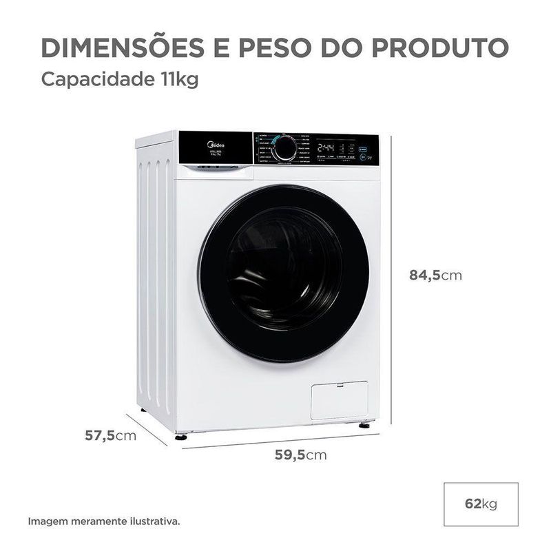 Lavadora De Roupas Lava E Seca Midea 11Kg 127V Ciclo Pets Branca (MFA01D110B/WK-01)