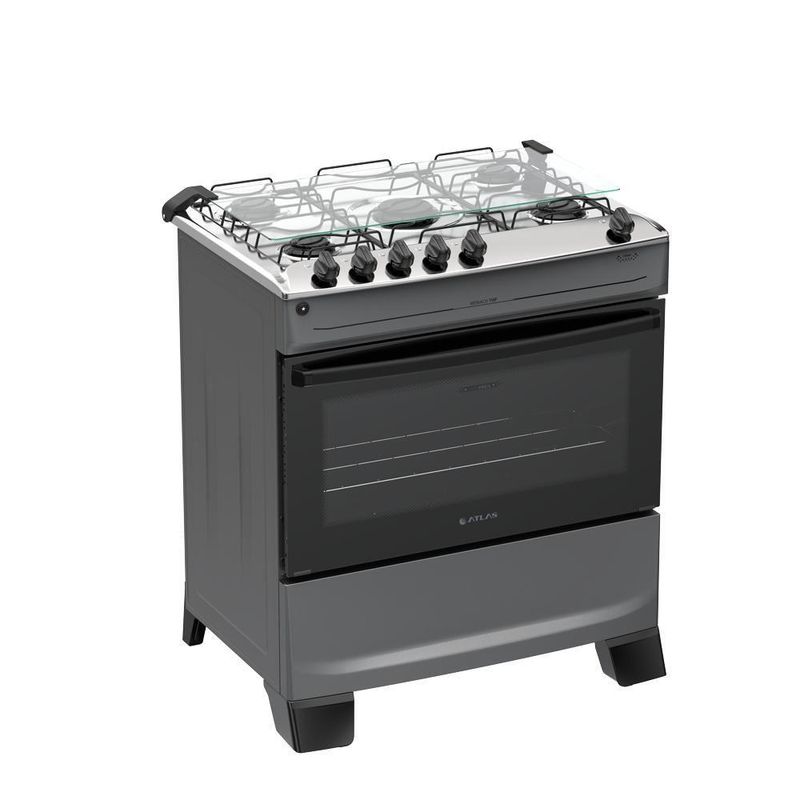 Fogão 5 Bocas Atlas Mônaco Top C/ Mesa Inox Gás Bivolt