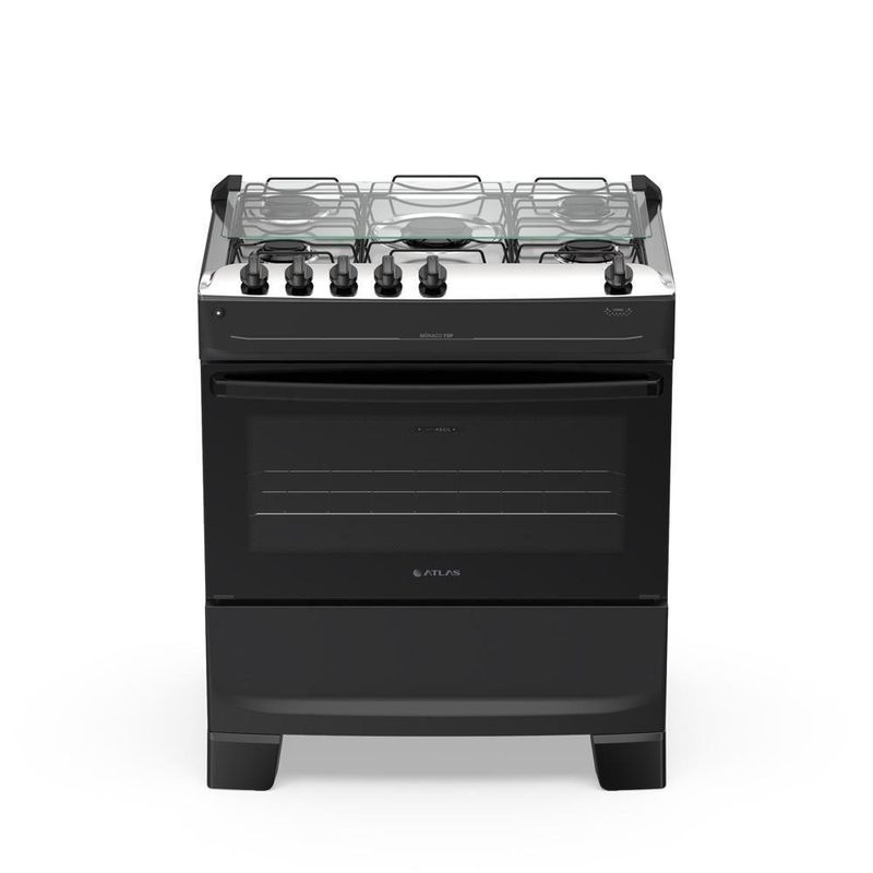 Fogão 5 Bocas Atlas Mônaco Top C/ Mesa Inox Gás Bivolt