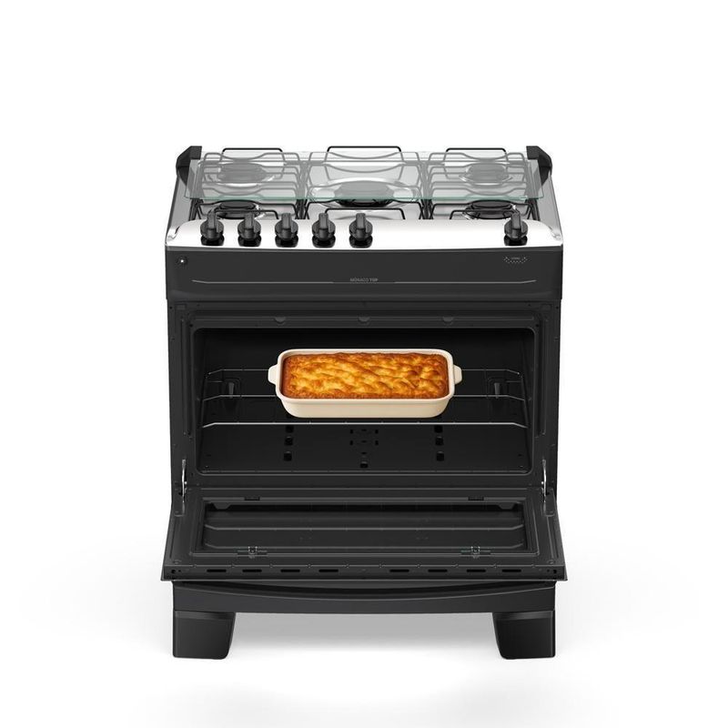 Fogão 5 Bocas Atlas Mônaco Top C/ Mesa Inox Gás Bivolt