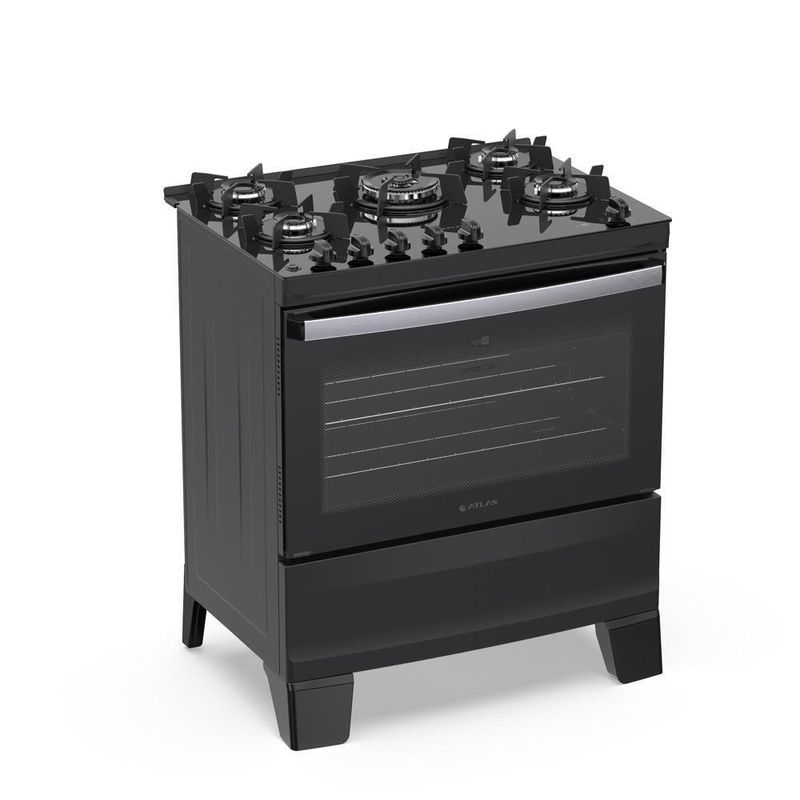 Fogão 5 Bocas Atlas Agile Up C/ Mesa Vidro A Gás Bivolt