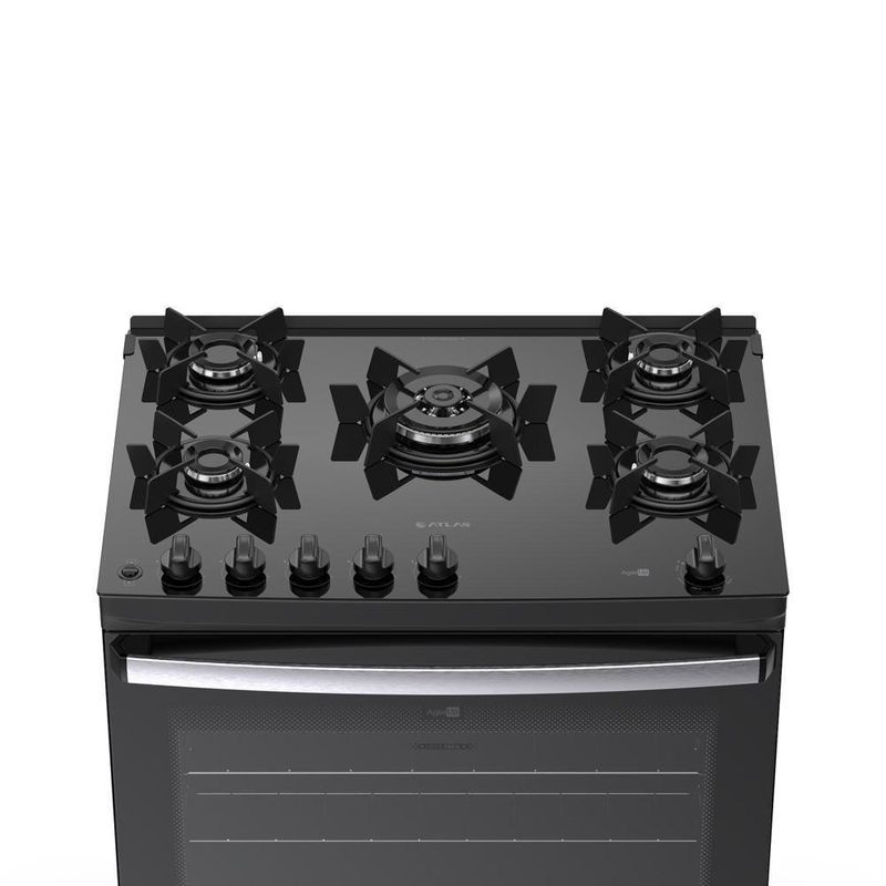 Fogão 5 Bocas Atlas Agile Up C/ Mesa Vidro A Gás Bivolt