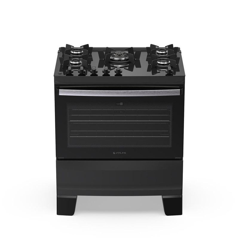 Fogão 5 Bocas Atlas Agile Up C/ Mesa Vidro A Gás Bivolt
