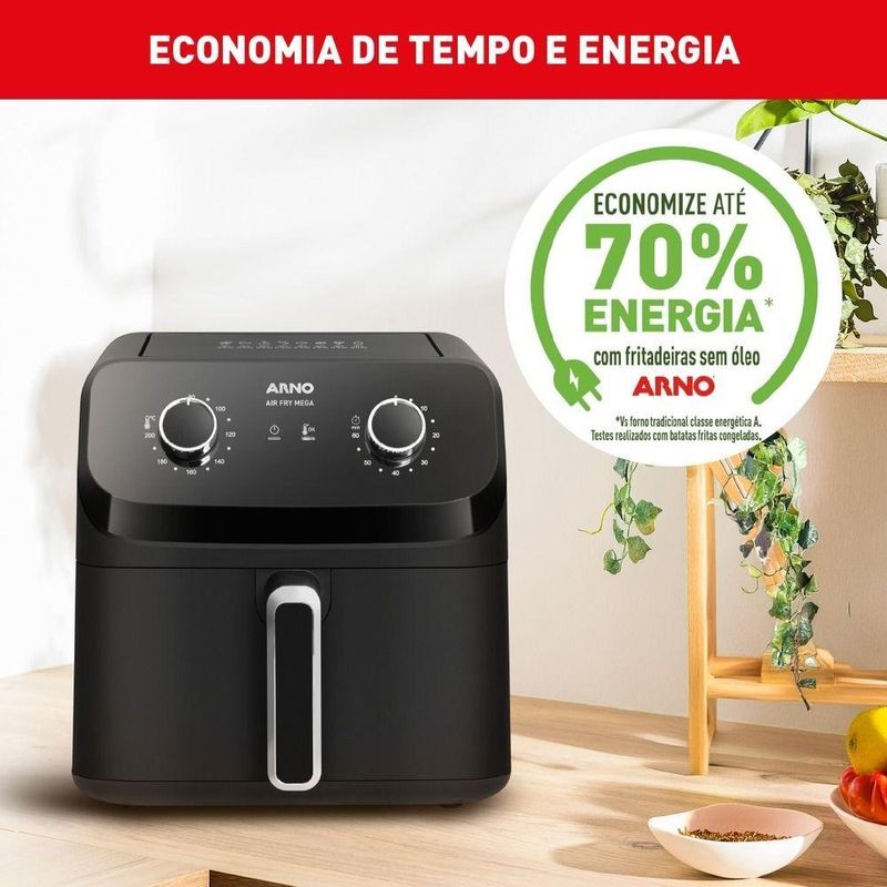 Fritadeira Eletrica Arno 7,5L Air Fryer Mega AFM7 Preta 127V