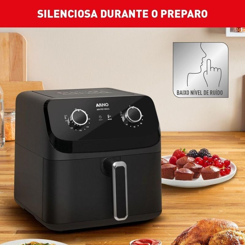 Fritadeira Eletrica Arno 7,5L Air Fryer Mega AFM7 Preta 127V
