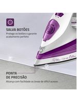 Ferro de passar a vapor mondial fvn-01-p spray e base cerâmica diamante branco/roxo