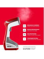 Vaporizador portátil wap wapore fast 1250 para desamassar e higienizar tecidos 1250w - branco/vermelho/cinza