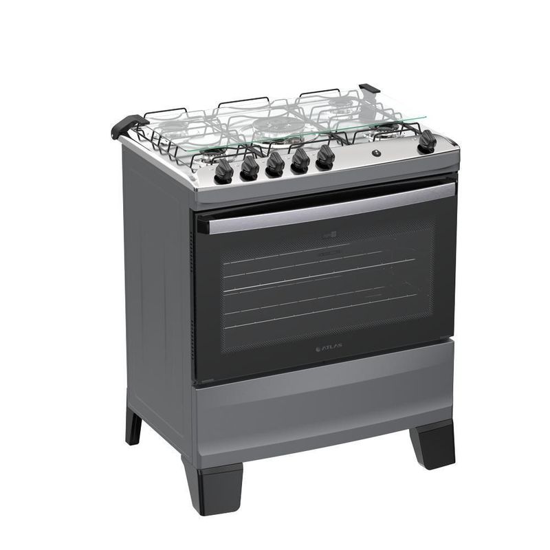 Fogão 5 Bocas Atlas Agile Up C/ Mesa Inox A Gás Bivolt