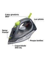 Ferro a vapor black+decker fx2750 antigotejamento base cerâmica gliss cabo giratório