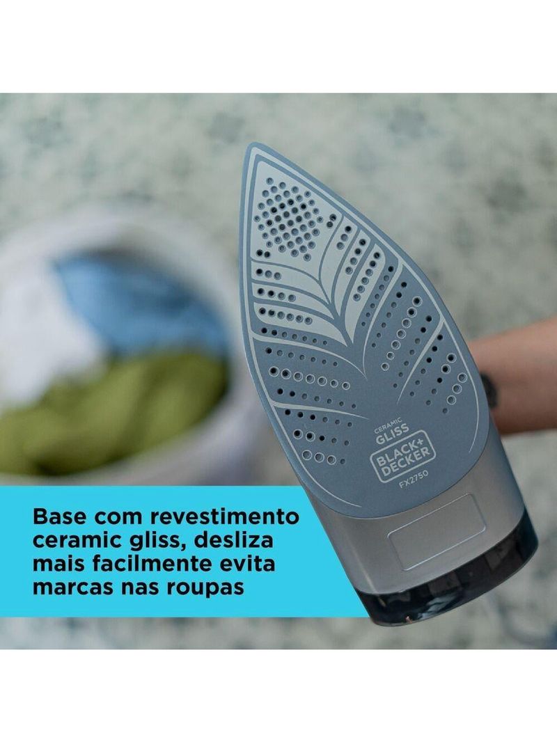 Ferro a vapor black+decker fx2750 antigotejamento base cerâmica gliss cabo giratório