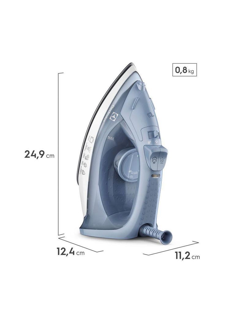 Ferro de passar a seco e vapor electrolux efficient esi10 base antiaderente azul