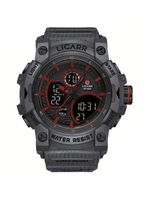 Relógio Desportivo Digital Masculino Duplo Display A Prova De água 5atm Estilo Casual Preto Transparente