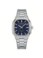 Relógio De Pulso Masculino Minimalista Quadrado De Quartzo De Aço Inoxidável Azul Prateado