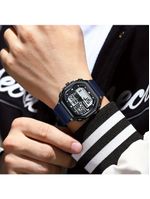 Relógio Esportivo Masculino Pulseira Em Silicone Display Híbrido Digital Analógico Azul