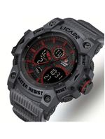Relógio Desportivo Digital Masculino Duplo Display A Prova De água 5atm Estilo Casual Preto Transparente