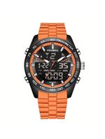 Relógio Masculino Digital Com Duplo Display Luminoso Design Esportivo Impermeavel Laranja