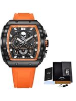 Relógio 9112 De Silicone Impermeável Masculino, Militar, Esporte Laranja