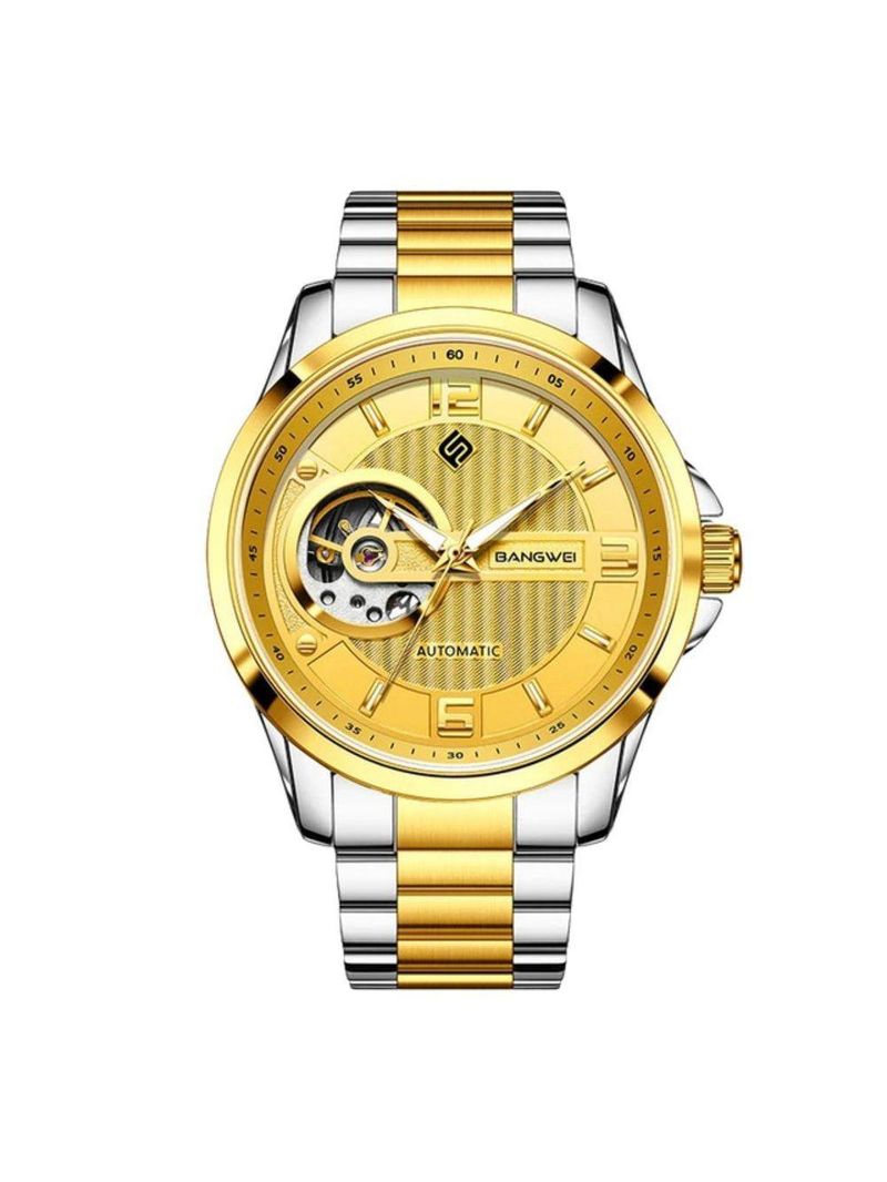 Relógio De Pulso Mecânicos Masculinos Marca Superior Luxo Automático Amarelo