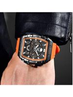Relógio 9112 De Silicone Impermeável Masculino, Militar, Esporte Laranja