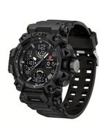 Relógio Digital Masculino à Prova De água 5atm Duplo Display Esportivo Quartzo Preto