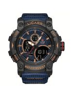 Relógio Desportivo Digital Masculino Duplo Display A Prova De água 5atm Estilo Casual Rosa Azul