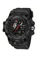 Relógio Esportivo Masculino Com Cronógrafo Analógico Digital Duplo Display 50m À Prova Da Água Preto Preto