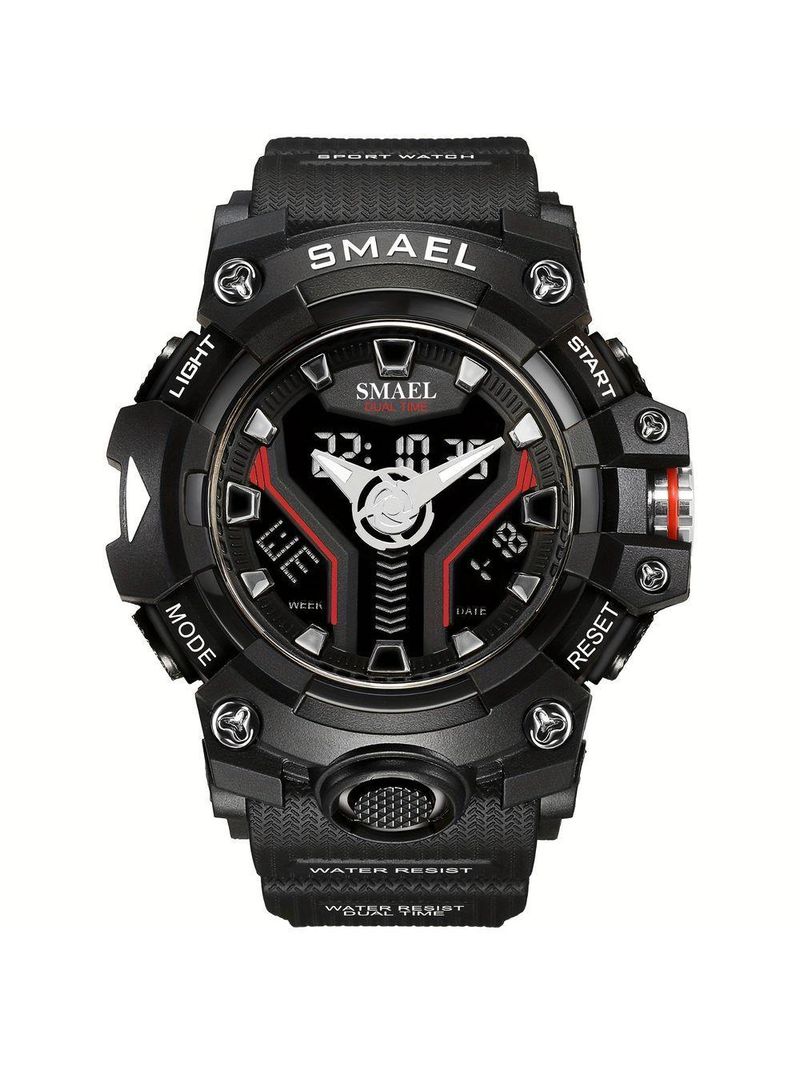 Relógio Esportivo Masculino Digital Dual Display Mostrador Luminoso À Prova Da Água Preto