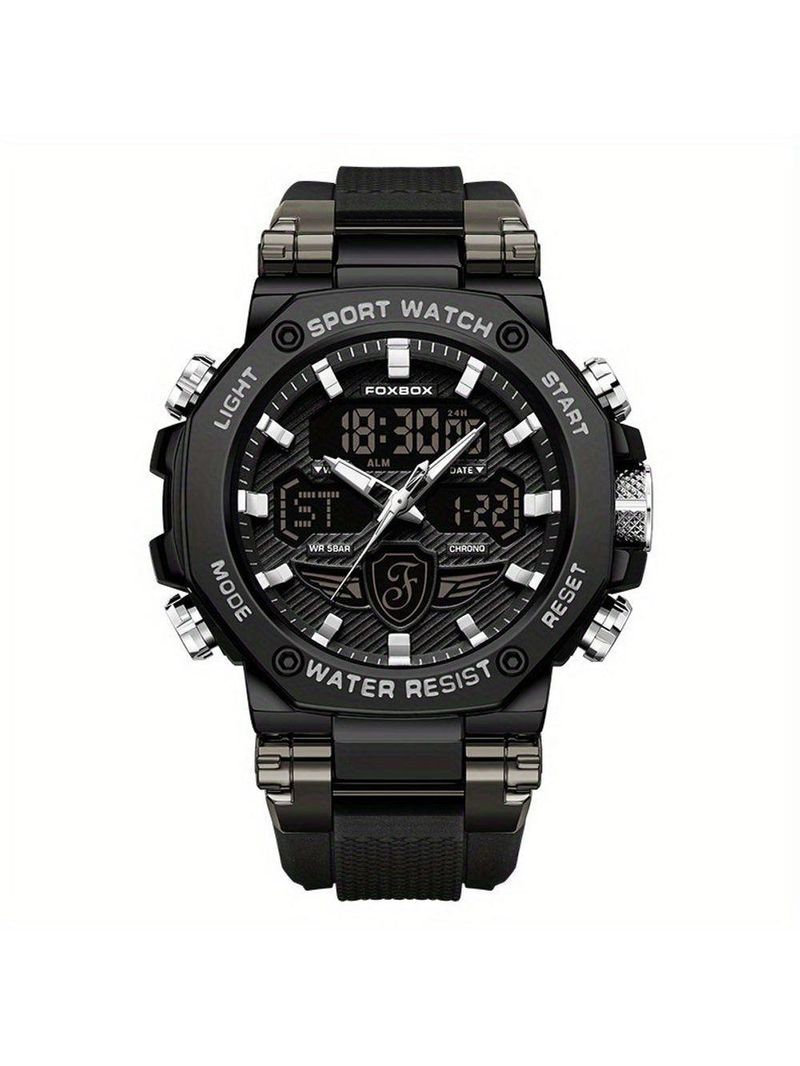 Relógio Masculino Display Luminoso Multifuncional Esportivo Pulseira De Silicone Preto