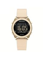 Relógio De Pulso Digital Feminino Lcd Tela Pulseira De Silicone 3atm Bege