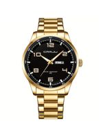 Relógio Masculino Pulseira Em Aço Inoxidável Movimento Quartzo Analógico Dourado