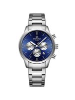 Relogio Masculino Esportivo Casual Quartzo Em Aço Inoxidável 30m À Prova Da Água Azul Prata