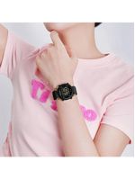Relógio De Pulso Digital Feminino Lcd Tela Pulseira De Silicone 3atm Preto