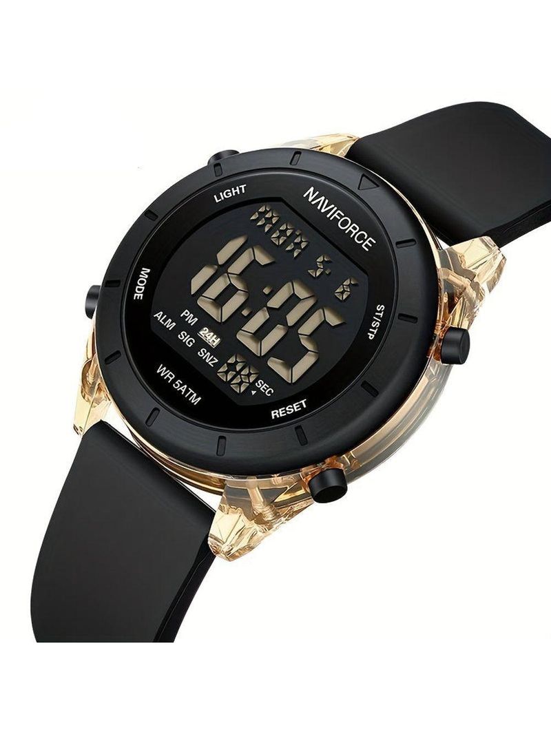 Relógio De Pulso Digital Feminino Lcd Tela Pulseira De Silicone 3atm Preto