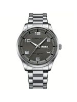 Relógio Masculino Pulseira Em Aço Inoxidável Movimento Quartzo Analógico Cinza