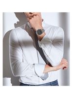 Relógio Masculino Pulseira Em Aço Inoxidável Movimento Quartzo Analógico Cinza