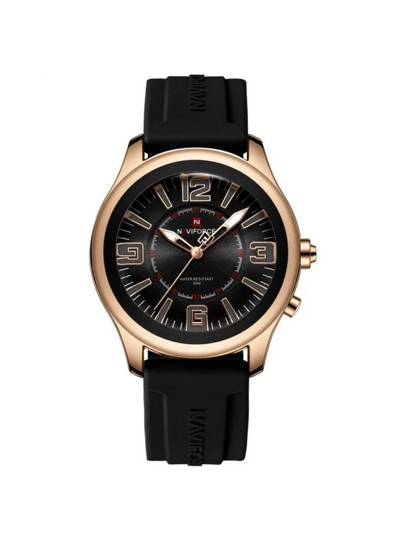 Relógio De Quartzo Masculino Mostrador Simples Casual 30m à Prova D'água Preto Dourado