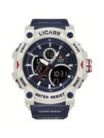 Relógio Desportivo Digital Masculino Duplo Display A Prova De água 5atm Estilo Casual Azul Escuro
