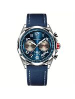 Relógio Masculino Quartzo Com Cronógrafo á Prova D'agua Com Pulseira Em Nylon Azul Prata