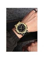 Relógio Masculino Display Luminoso Multifuncional Esportivo Pulseira De Silicone Dourado