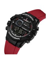 Relógio Multifuncional Masculino Digital Design Esportivo A Prova D´agua 3atm Vermelho