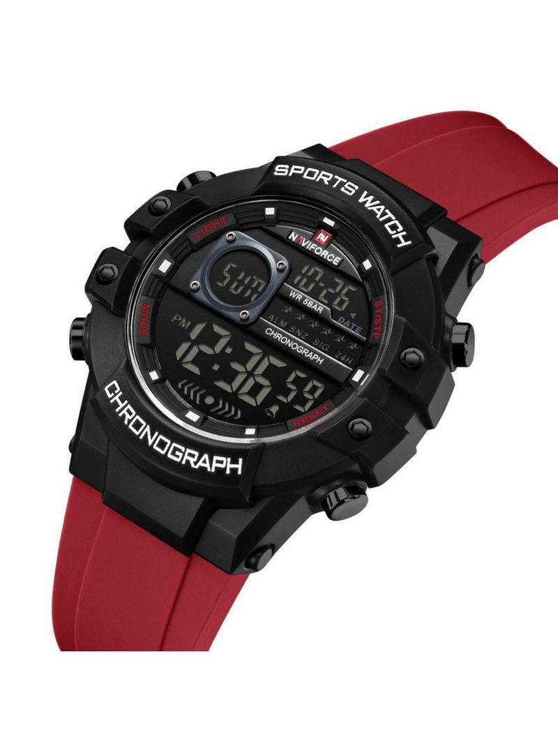 Relógio Multifuncional Masculino Digital Design Esportivo A Prova D´agua 3atm Vermelho