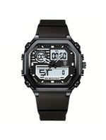 Relógio Esportivo Masculino Pulseira Em Silicone Display Híbrido Digital Analógico Preto