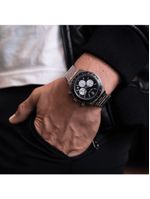 Relógio Masculino London Steel Silver Black 43mm