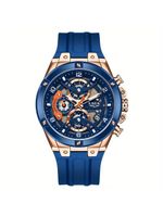 Relógio Esportivo Masculino Com Cronógrafo Movimento Quartzo Resistente Até 3atm Azul