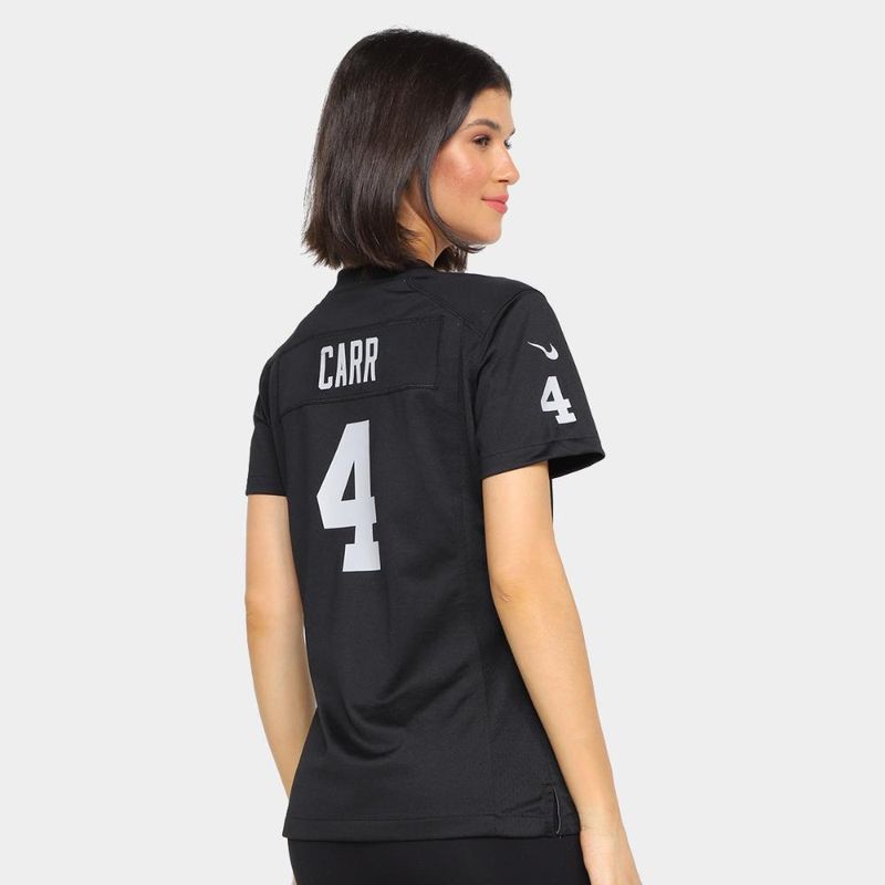 Camisa nike las vegas raiders carr n° 4 game team colour jersey player feminina