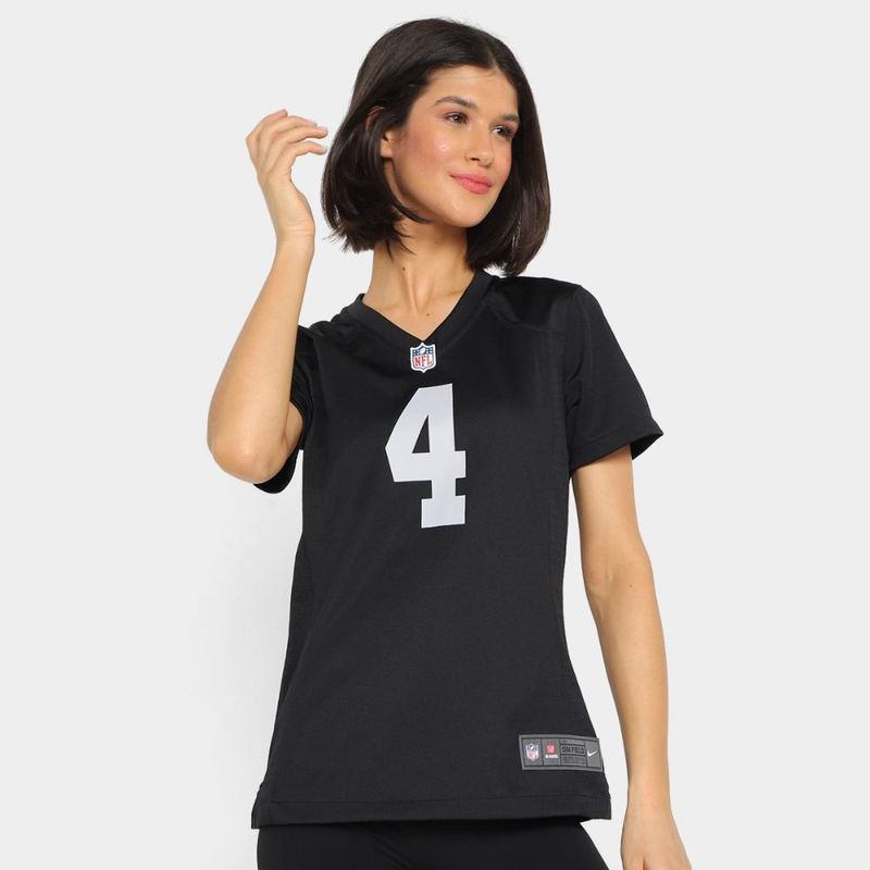 Camisa nike las vegas raiders carr n° 4 game team colour jersey player feminina