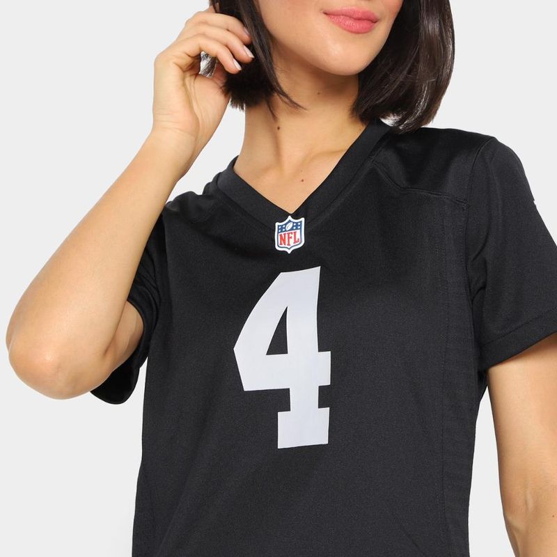 Camisa nike las vegas raiders carr n° 4 game team colour jersey player feminina