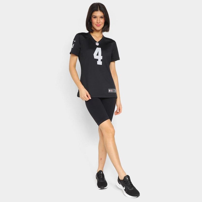 Camisa nike las vegas raiders carr n° 4 game team colour jersey player feminina